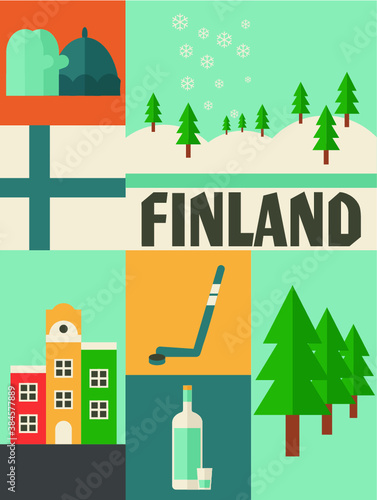 vector finland icon set background