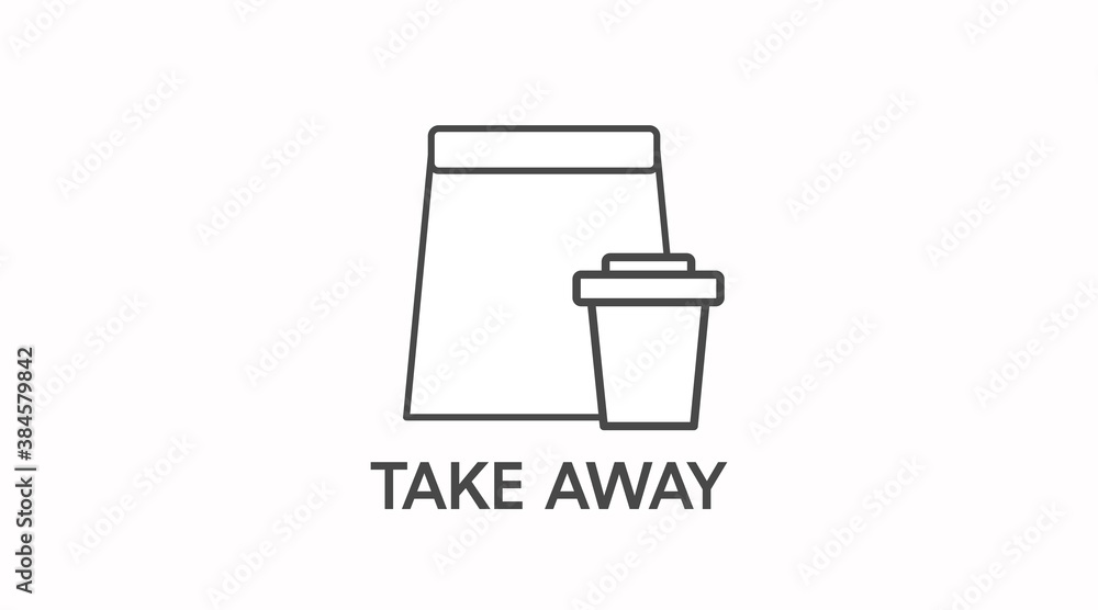 Vector Isolated Black and White Coffee Take Away Icon or Sign Vector Isolated Black and White Coffee Take Away Icon or Sign