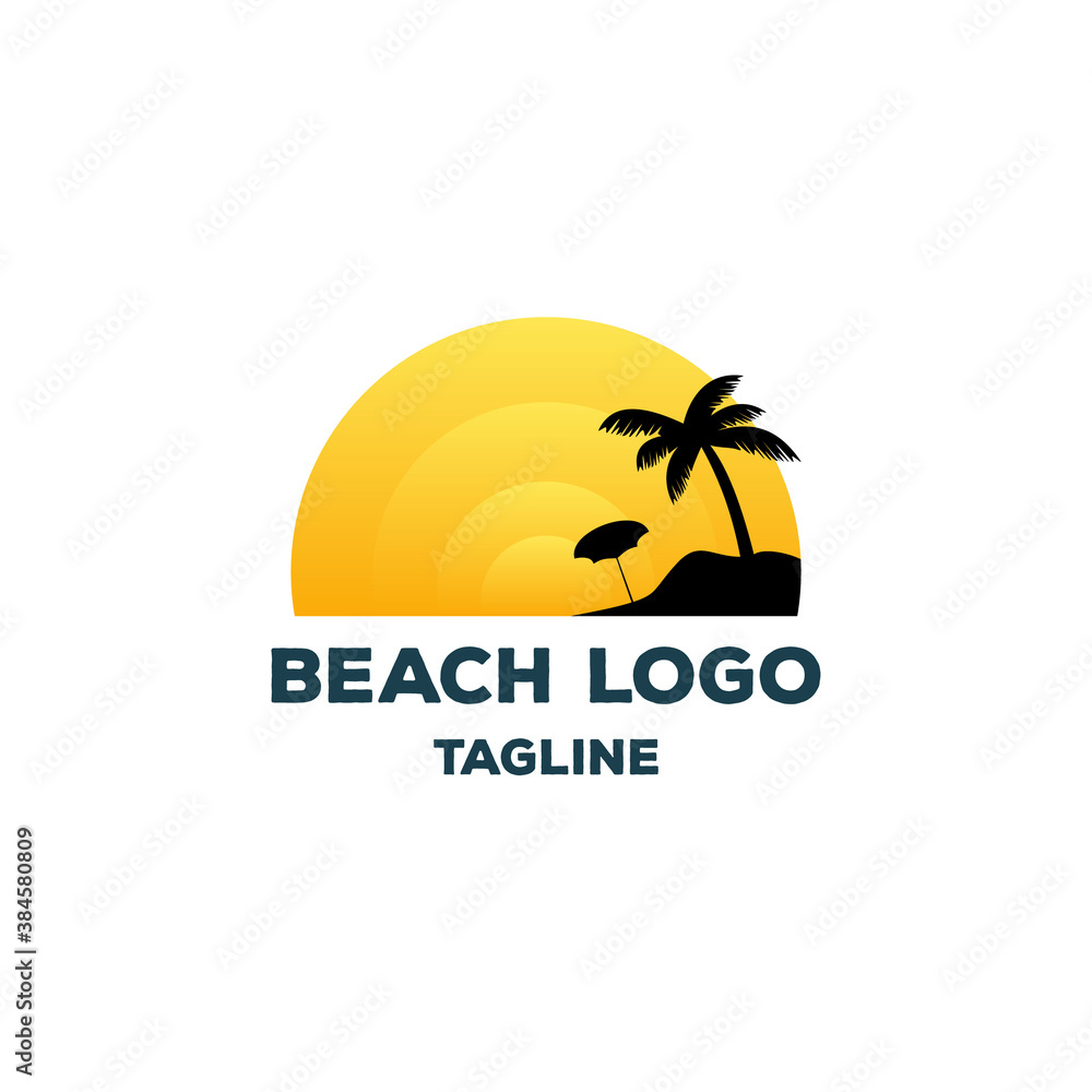 Beach logo design Vector palm