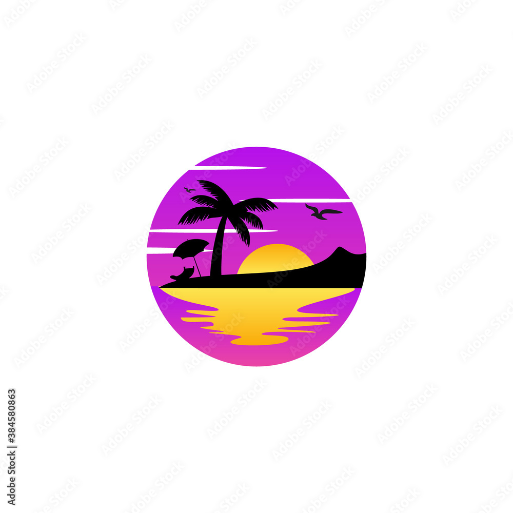 Beach logo design Vector palm