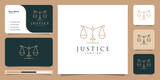 Symbol of the law of premium justice.law firm,logo design and business card template.Premium Vector