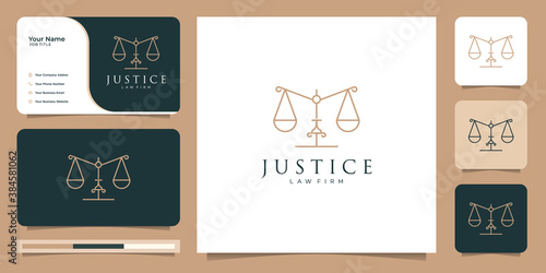 Symbol of the law of premium justice.law firm,logo design and business card template.Premium Vector