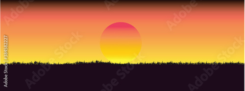 African safari animal savannah silhouette sunset background landscape scene