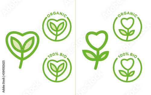 organic logo bio label produit coeur feuilles fleur photo