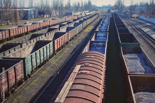 Railway cars with freight