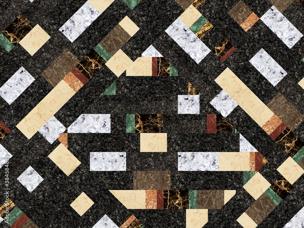 Fototapeta premium Mosaic made of natural stone marble and granite. Pattern, element for design. Background texture