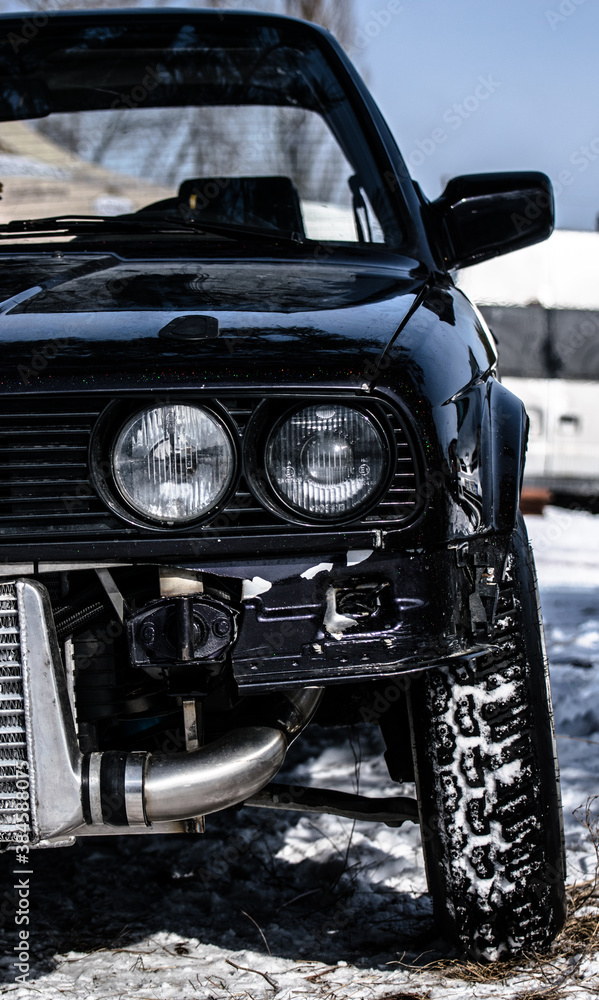 Racing car front and headlights Racing car front and headlights