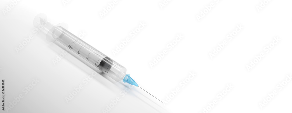 Obraz premium Medical syringe with a needle for vaccination. 3D Rendering