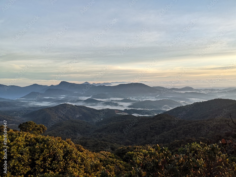 Beautiful view at peak of Gunung Jasar, Cameron Highlands, Malaysia. 