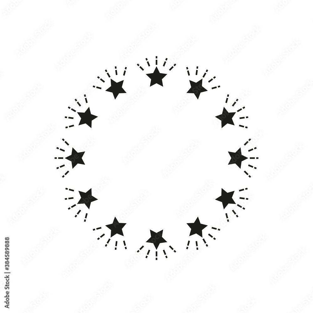 Fototapeta premium Round frame of stars. Simple vector illustration on a white background