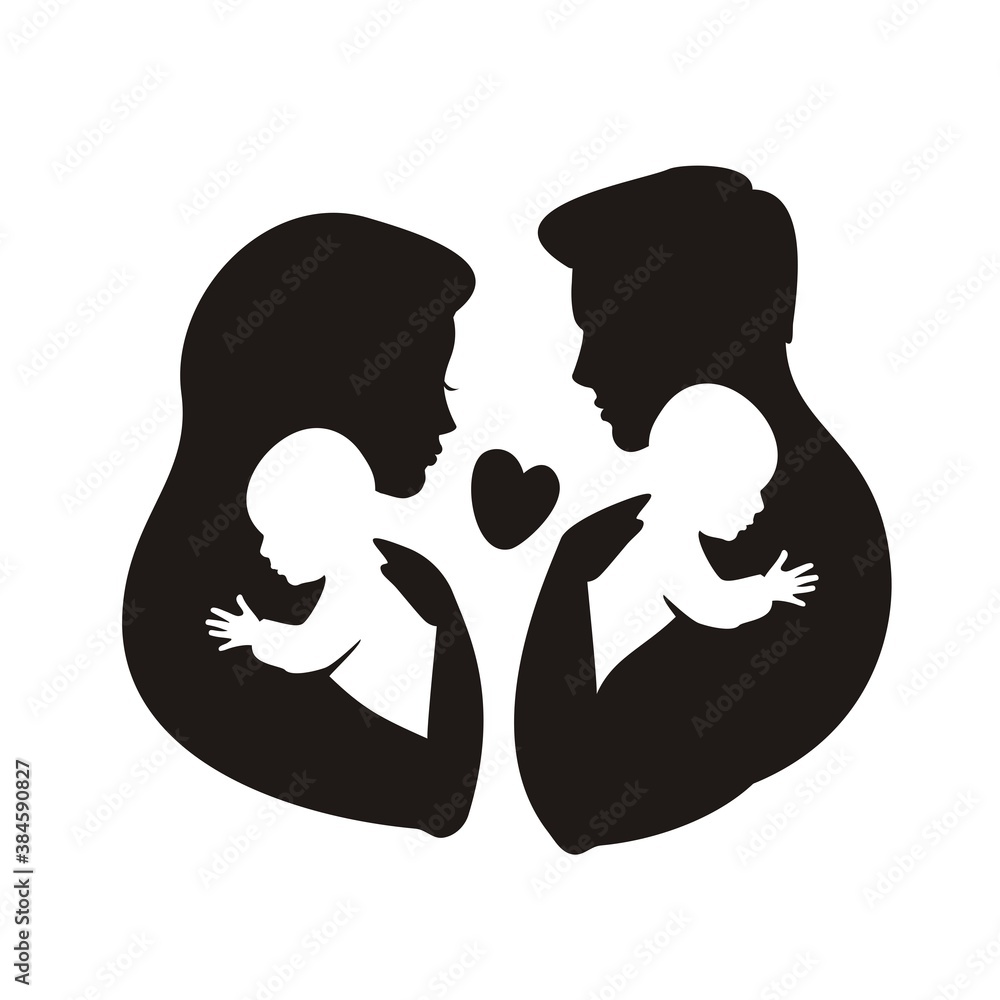 Mother Father And Baby Silhouette