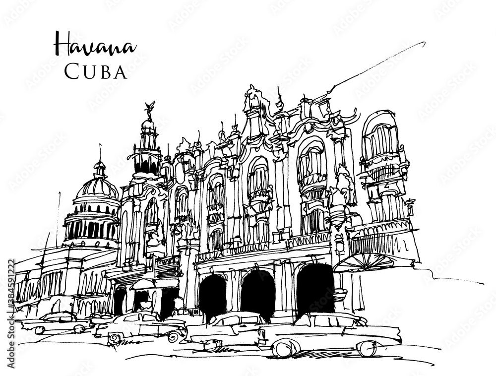 Drawing sketch illustration of Havana