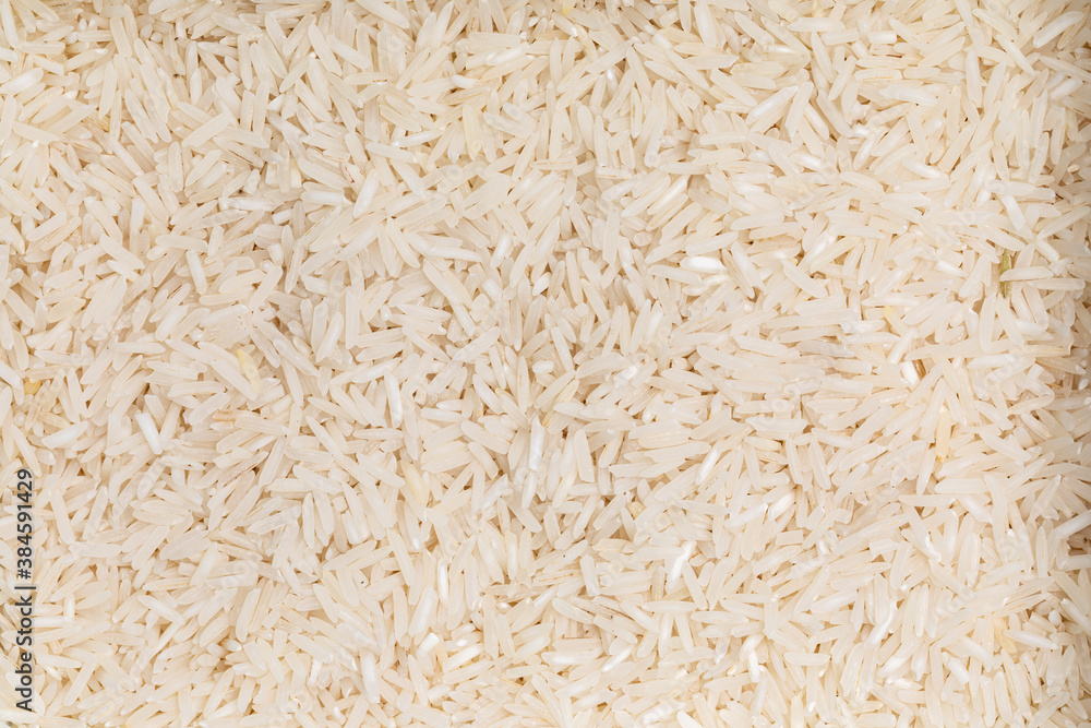 Top view full frame dry uncooked basmati rice Top view full frame dry uncooked basmati rice