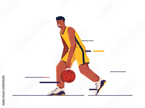 Vector illustration of a basketball player in motion