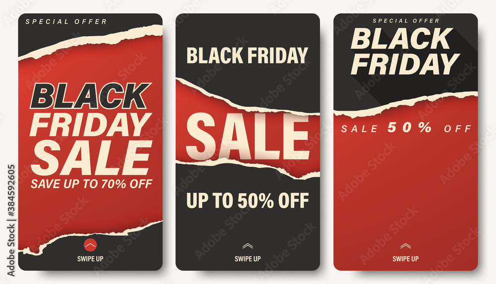 Stories template retro concept set for black friday.