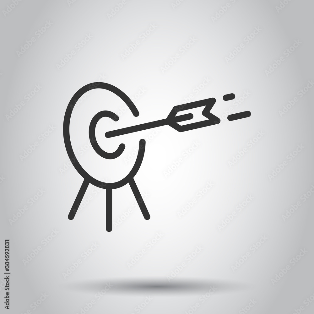Target icon in flat style. Darts game vector illustration on white isolated background. Aim arrow business concept. Target icon in flat style. Darts game vector illustration on white isolated background. Aim arrow business concept.