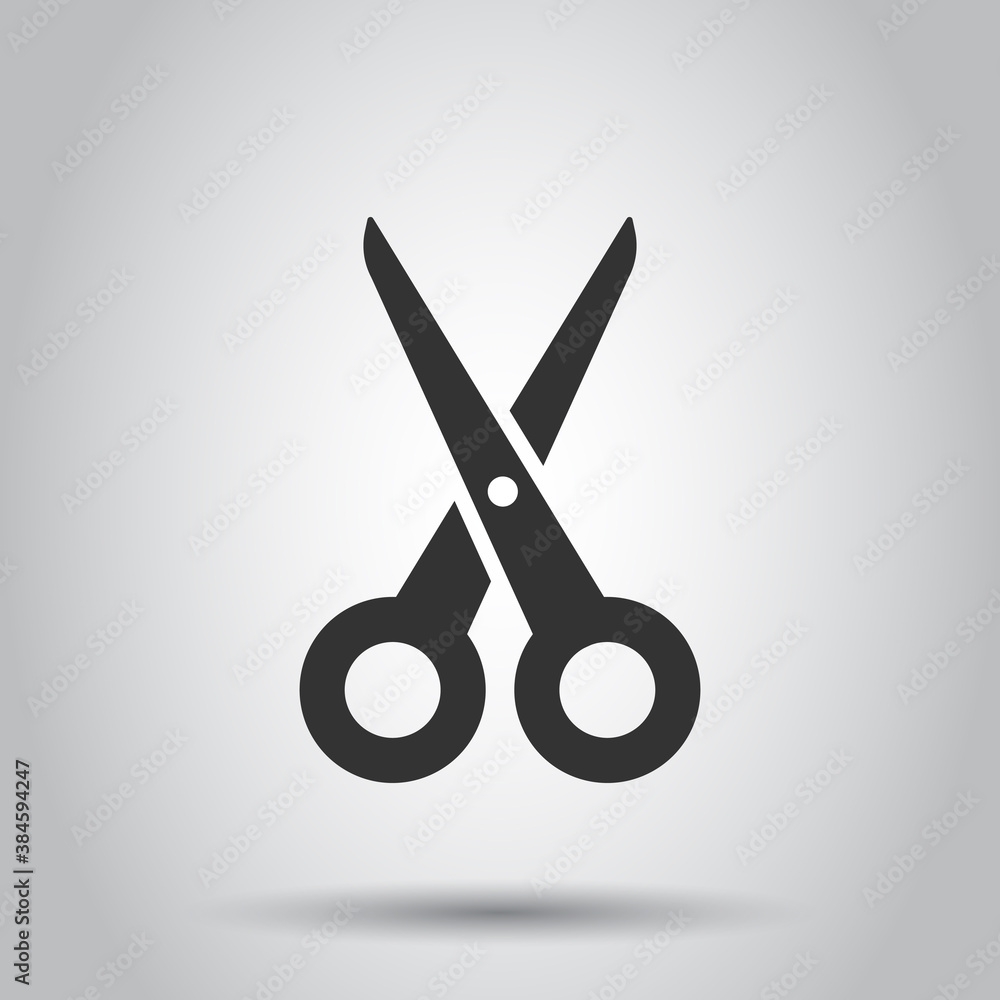 Scissor icon in flat style. Cut equipment vector illustration on white isolated background. Cutter business concept. Scissor icon in flat style. Cut equipment vector illustration on white isolated background. Cutter business concept.