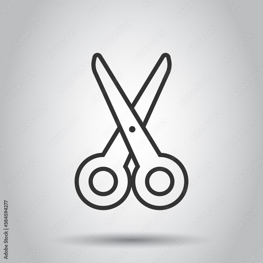 Scissor icon in flat style. Cut equipment vector illustration on white isolated background. Cutter business concept. Scissor icon in flat style. Cut equipment vector illustration on white isolated background. Cutter business concept.