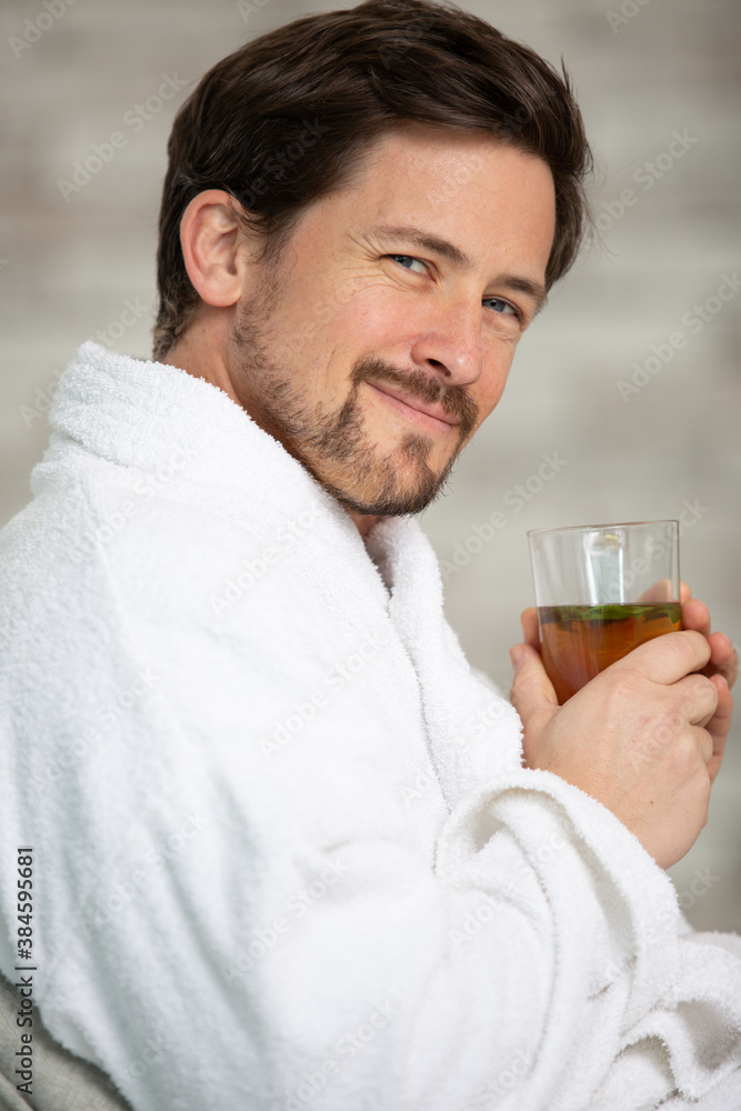 morning portrait of handsome man with cup of coffee morning portrait of handsome man with cup of coffee