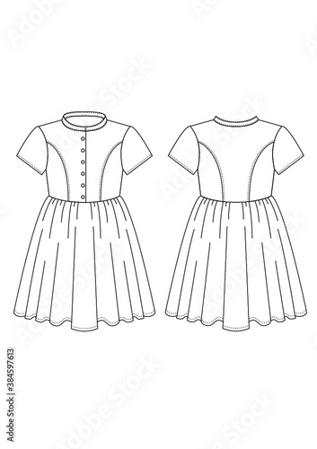 Girl Dress Technical Fashion Drawing