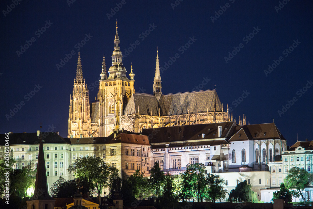Prague castle by night spectacular lights