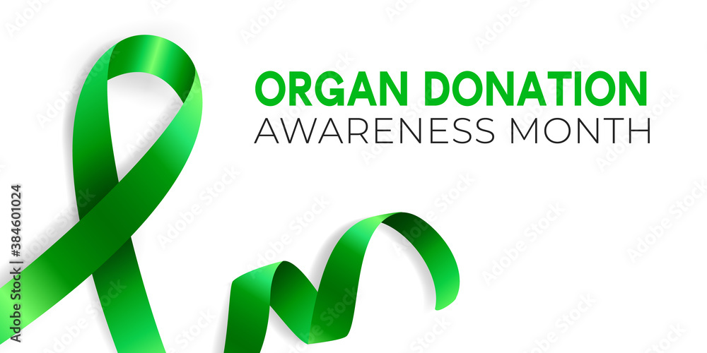 Realistic vector illustration of green ribbon awareness symbol. Organ donation, liver cancer, mental health and other illness prevention sign Realistic vector illustration of green ribbon awareness symbol. Organ donation, liver cancer, mental health and other illness prevention sign