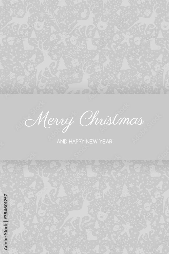Merry Christmas and Happy New Year. Xmas greeting card. Vector