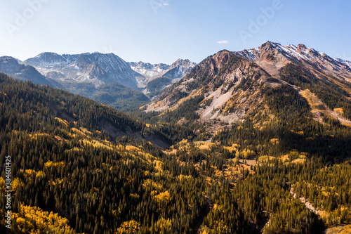 Aerial Drone Photo - Beautiful Mountains of Aspen Colorado during Autumn