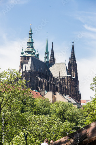 Obraz na plátně Prague castle sunny panorama view old town