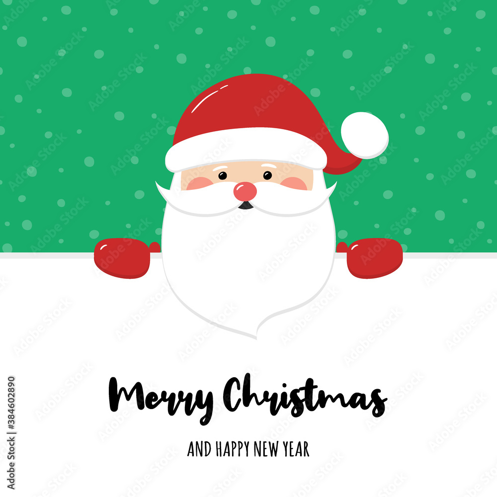 Christmas greeting card with happy Santa Claus. Vector