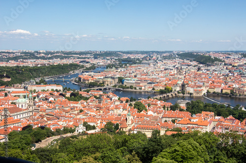 Prague panorama charles bridge river from mountain skyview © Andreas