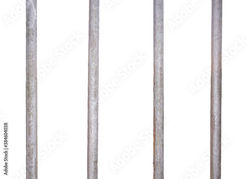 Old prison bars on white background