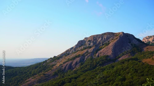 Summer landscape of Demerdzhi. Sunset in the mountains of the Crimean Peninsula (Timelapse)