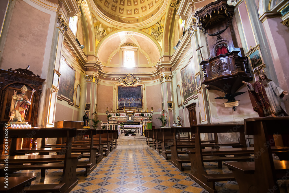 Internal nave of the Church of San Nicola in Villa Santa Maria in provicia of Chieti (Italy)