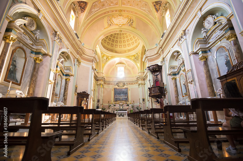 Internal nave of the Church of San Nicola in Villa Santa Maria in provicia of Chieti (Italy)