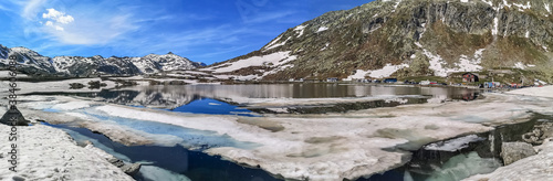 Ultra wide panorama of the lake in the Gotthardpass