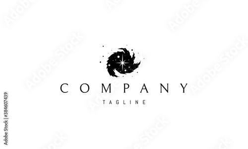Vector logo on which an abstract image of open space with a star in the middle.