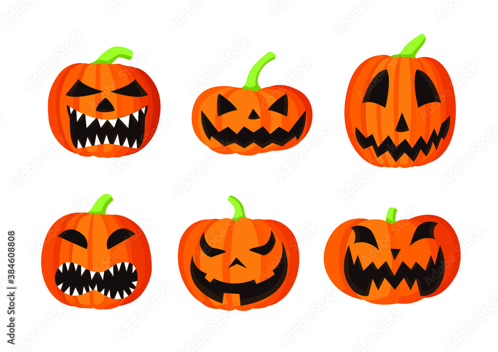 Pumpkin fruit and halloween face design on white background illustration vector Pumpkin fruit and halloween face design on white background illustration vector