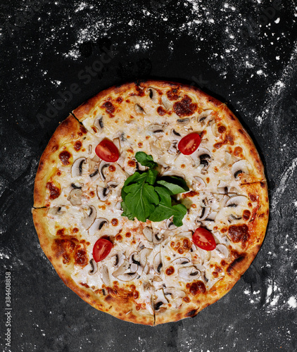 Pizza with cheese and mushroom