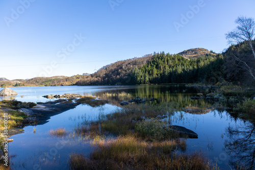 beautiful scenery by the water in the mountains