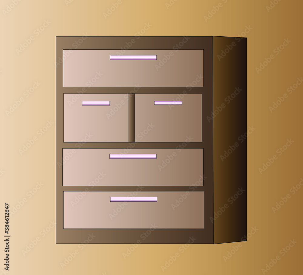 Furniture set. Cozy interior. Wardrobe, chest of drawers, red and yellow armchair, green armchair, green sofa, wooden furniture. Isolated vector objects. Can be scaled and rearranged. Furniture set. Cozy interior. Wardrobe, chest of drawers, red and yellow armchair, green armchair, green sofa, wooden furniture. Isolated vector objects. Can be scaled and rearranged.
