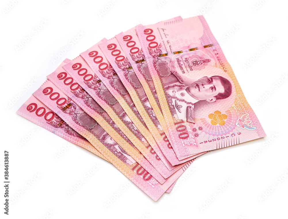 Bank 100 baht,Thai money isolated on white background. Bank 100 baht,Thai money isolated on white background.