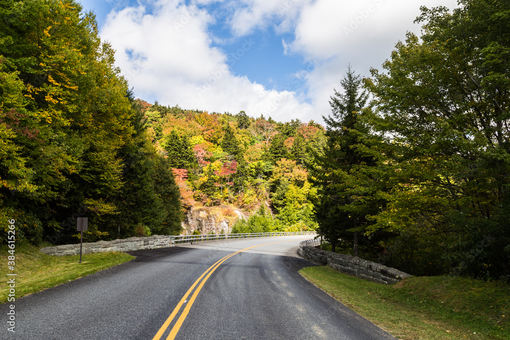 Autumn Mountain View from Blue Ridge parkway. Linville, NC