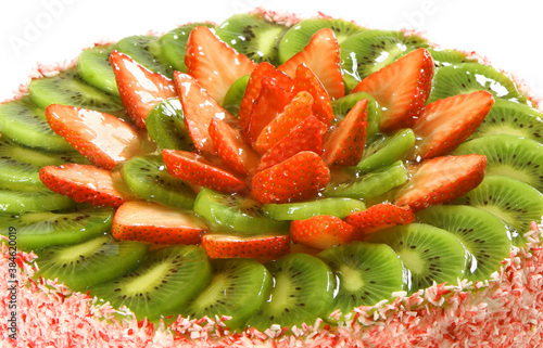 Strawberry and kiwi topped flan image