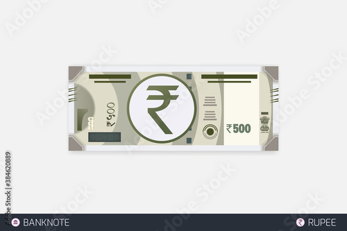 Rupee banknote Indian currency symbol. Flat style vector illustration. 