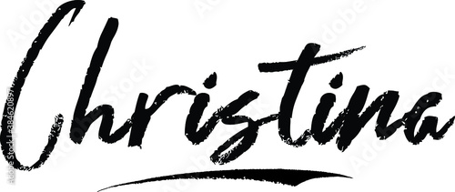 Christina-Female name Modern Brush Calligraphy on White Background photo
