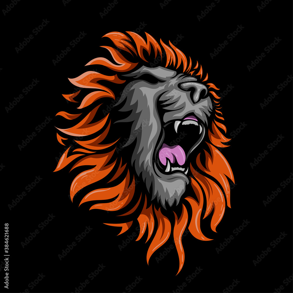 Fototapeta premium Lion head logo mascot vector illustration