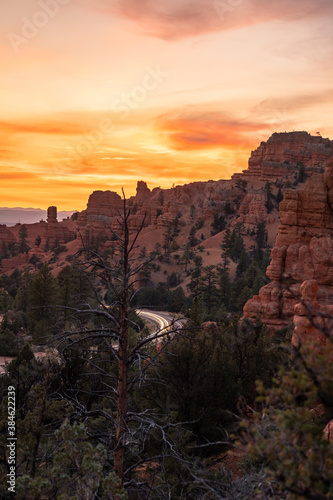 Long Exposure at Sunset in the Red Canyon in the DIxie National Forest near Bryce Canyon National Park, Utah