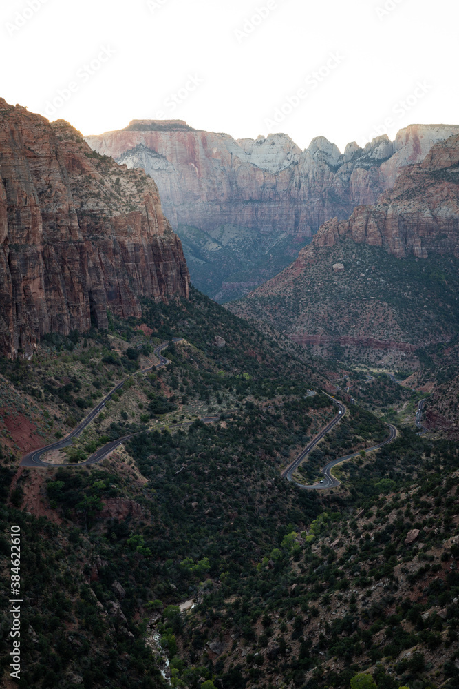 View from Canyon Overlook at Dusk in Zion National Park, Utah
