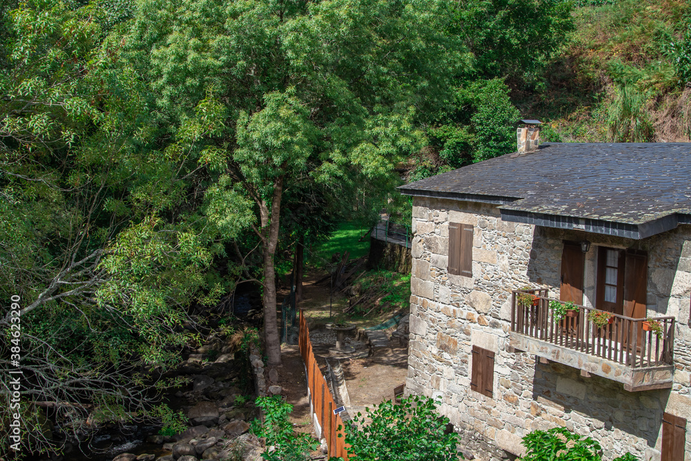 landscape with rural tourism house in os peares, ourense, galicia, spain landscape with rural tourism house in os peares, ourense, galicia, spain